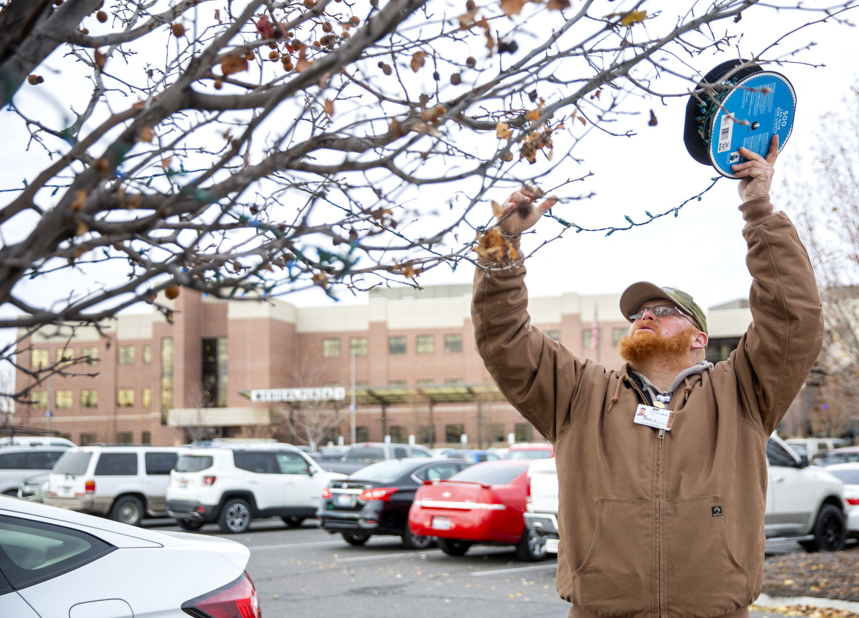 Setting up Christmas lights